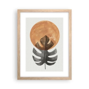 Plakat i ramme af lyst egetræ - Altid solen - 30x40 cm