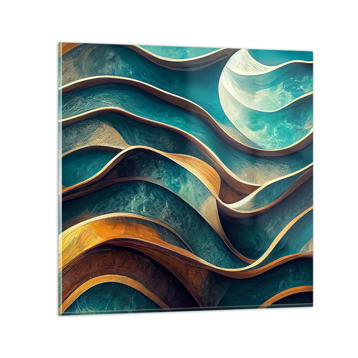 Billede på glas - Slyngninger af blåt - 30x30 cm