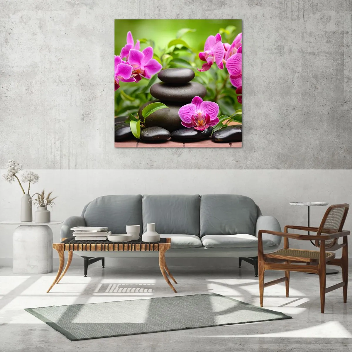 Billede på glas - Pyramide af ro og fred - 70x70 cm