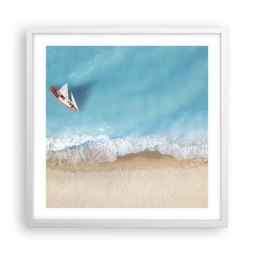 Plakat i hvid ramme - På grænsen mellem blå og guld - 50x50 cm