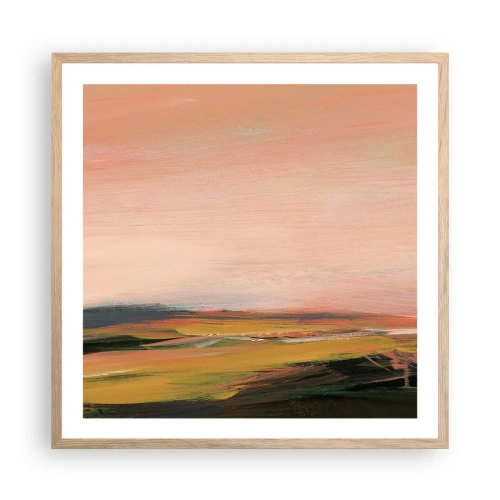 Plakat i ramme af lyst egetræ - I lyserøde toner - 60x60 cm