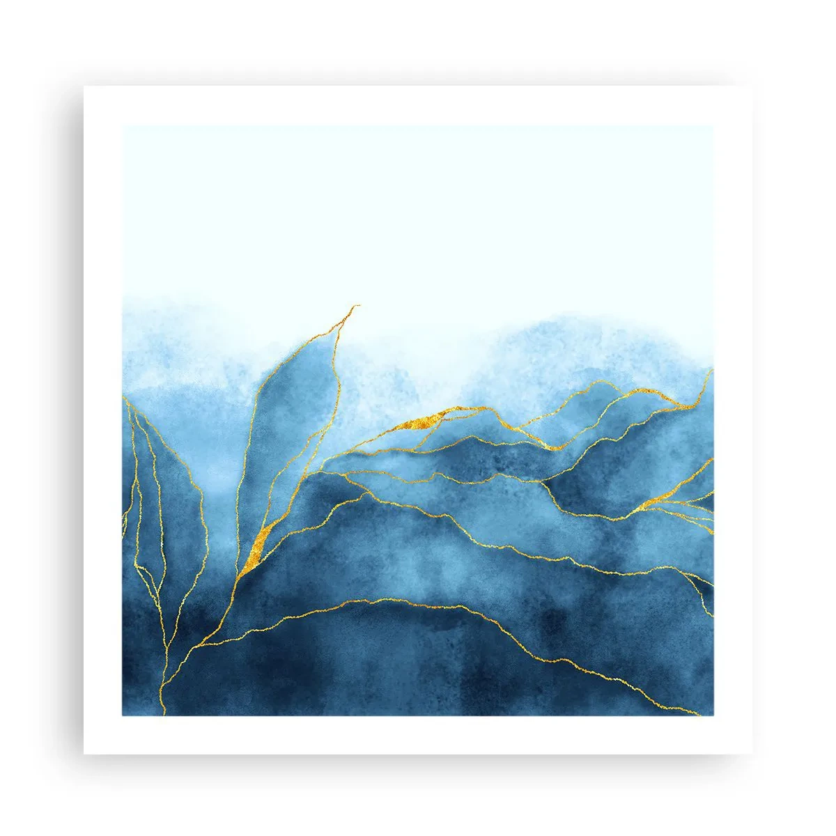 Plakat - Blå i guld - 60x60 cm
