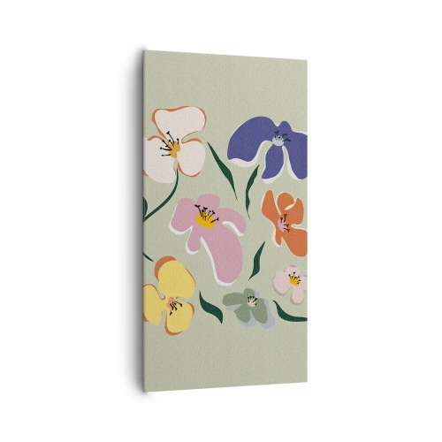 Lærredstryk - Billede på lærred - Stedmoderblomster med et twist - 65x120 cm