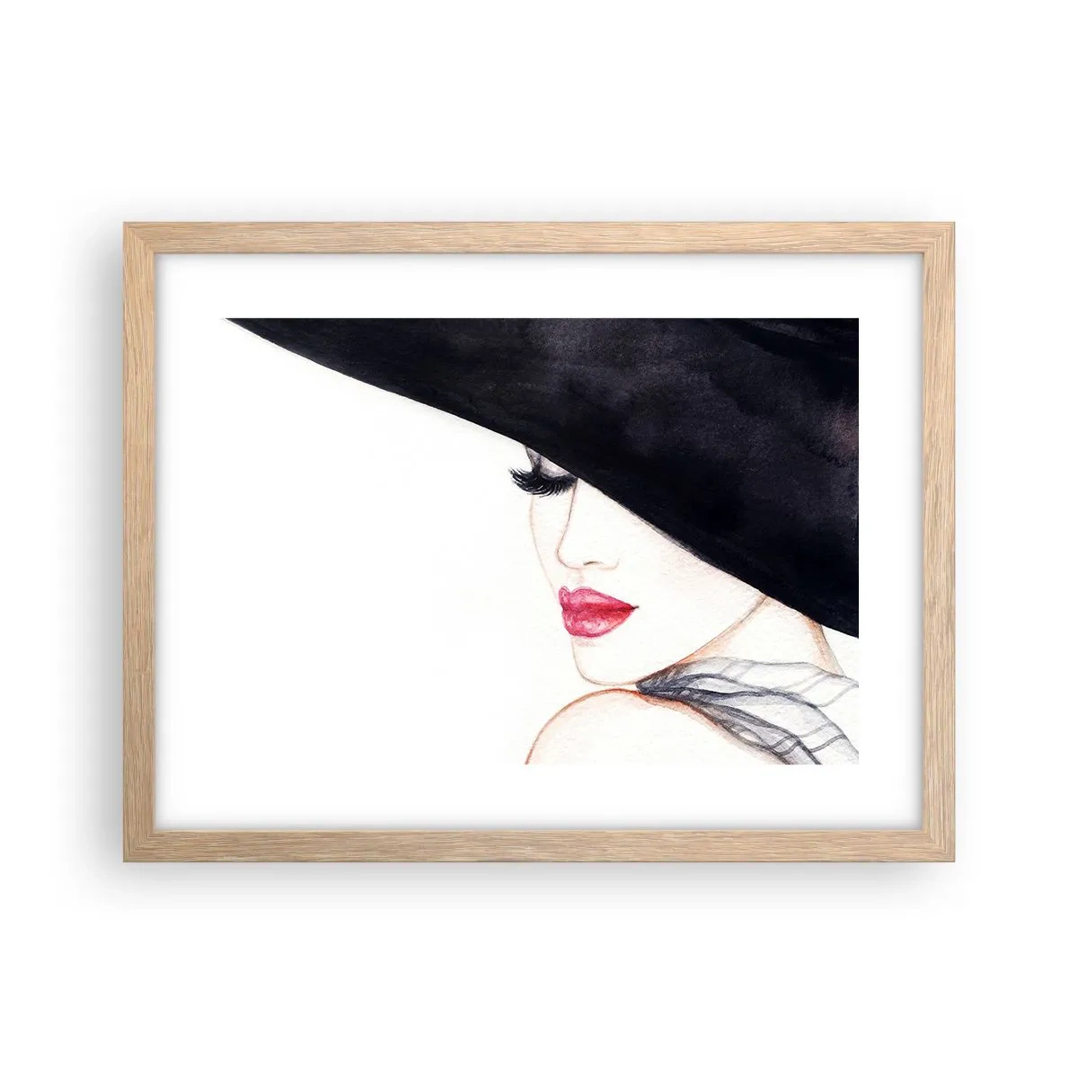 Plakat i ramme af lyst egetræ - Elegance og sensualitet - 40x30 cm