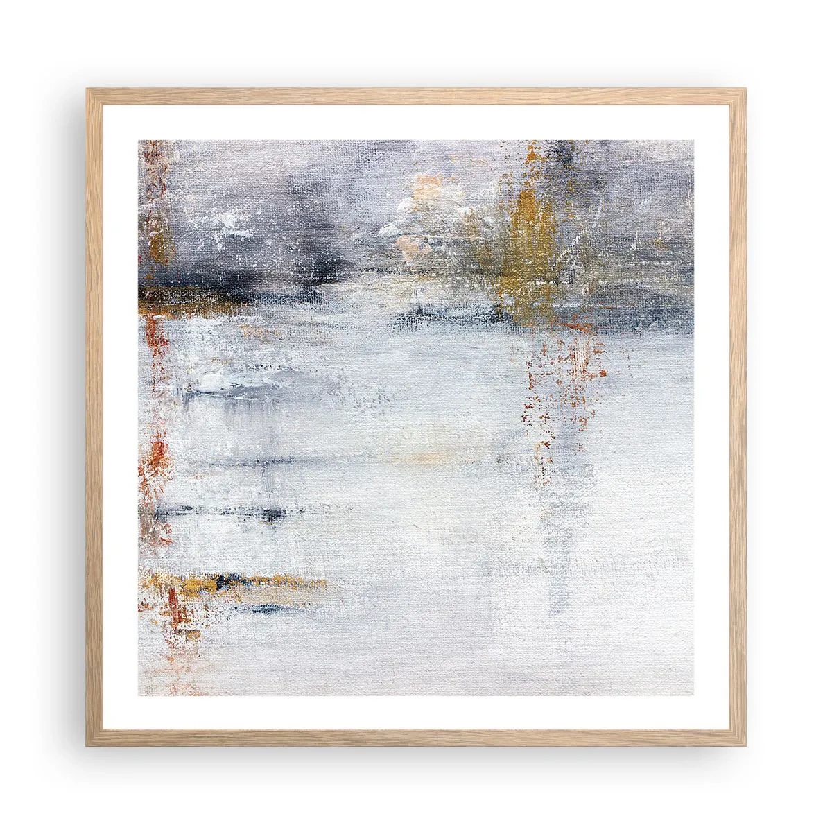 Plakat i ramme af lyst egetræ - Bag lufttæppet - 60x60 cm