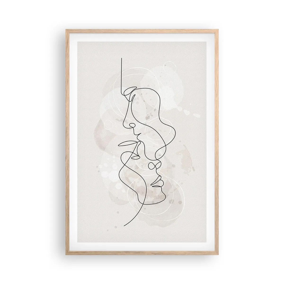 Plakat i ramme af lyst egetræ - Omfavnet i en omfavnelse - 61x91 cm