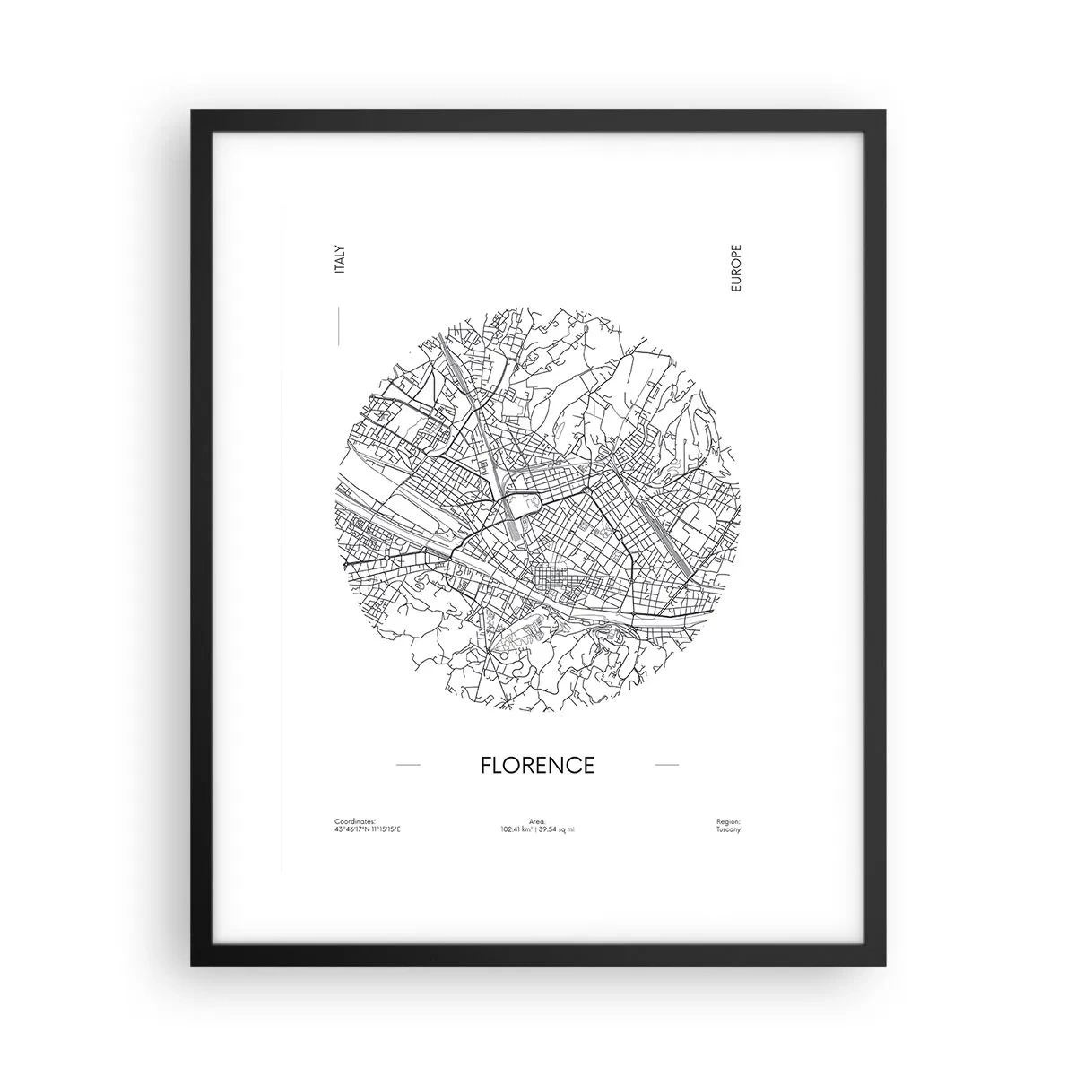 Plakat i sort ramme - Anatomi af Firenze - 40x50 cm