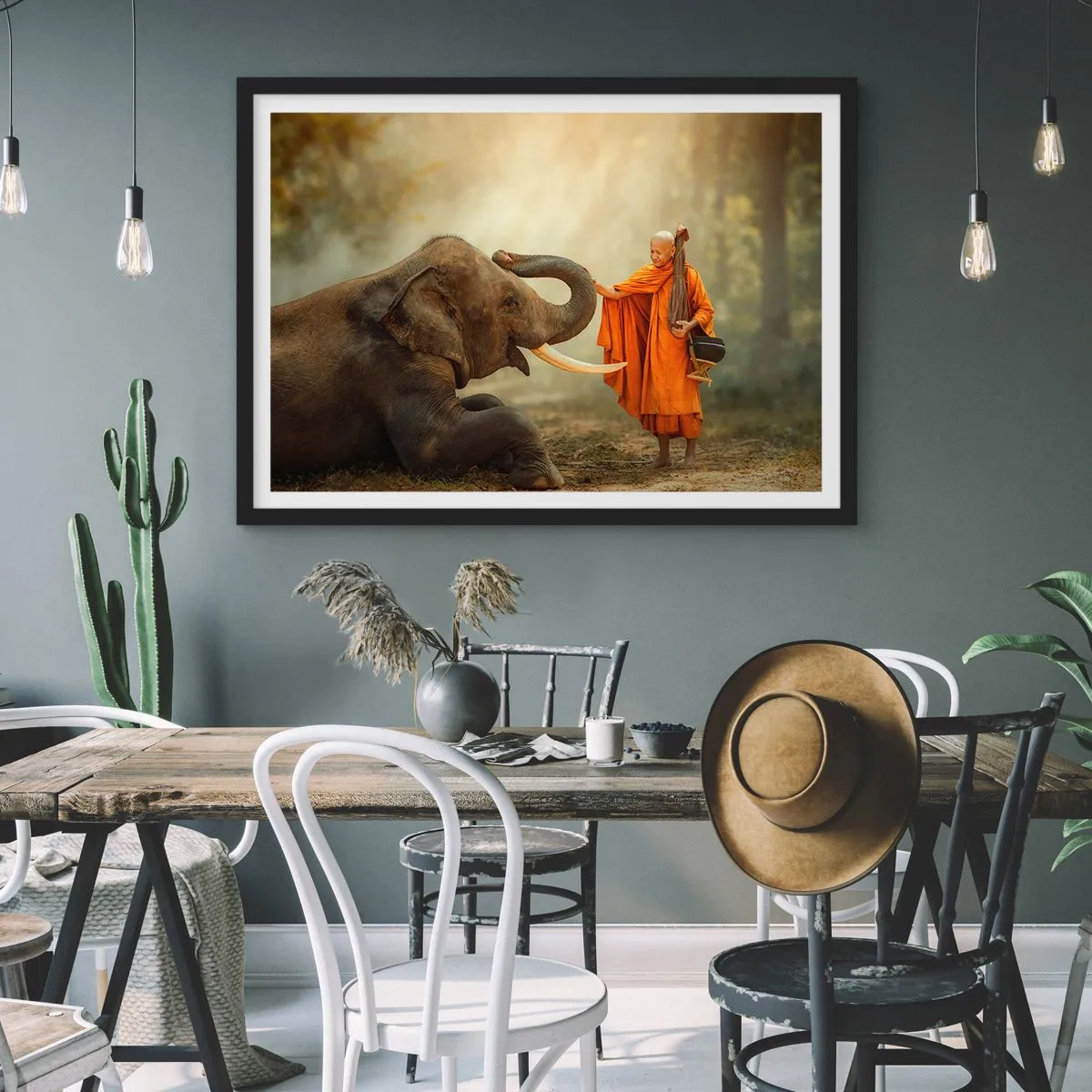 Plakat i sort ramme - Møde på ferien - 40x30 cm