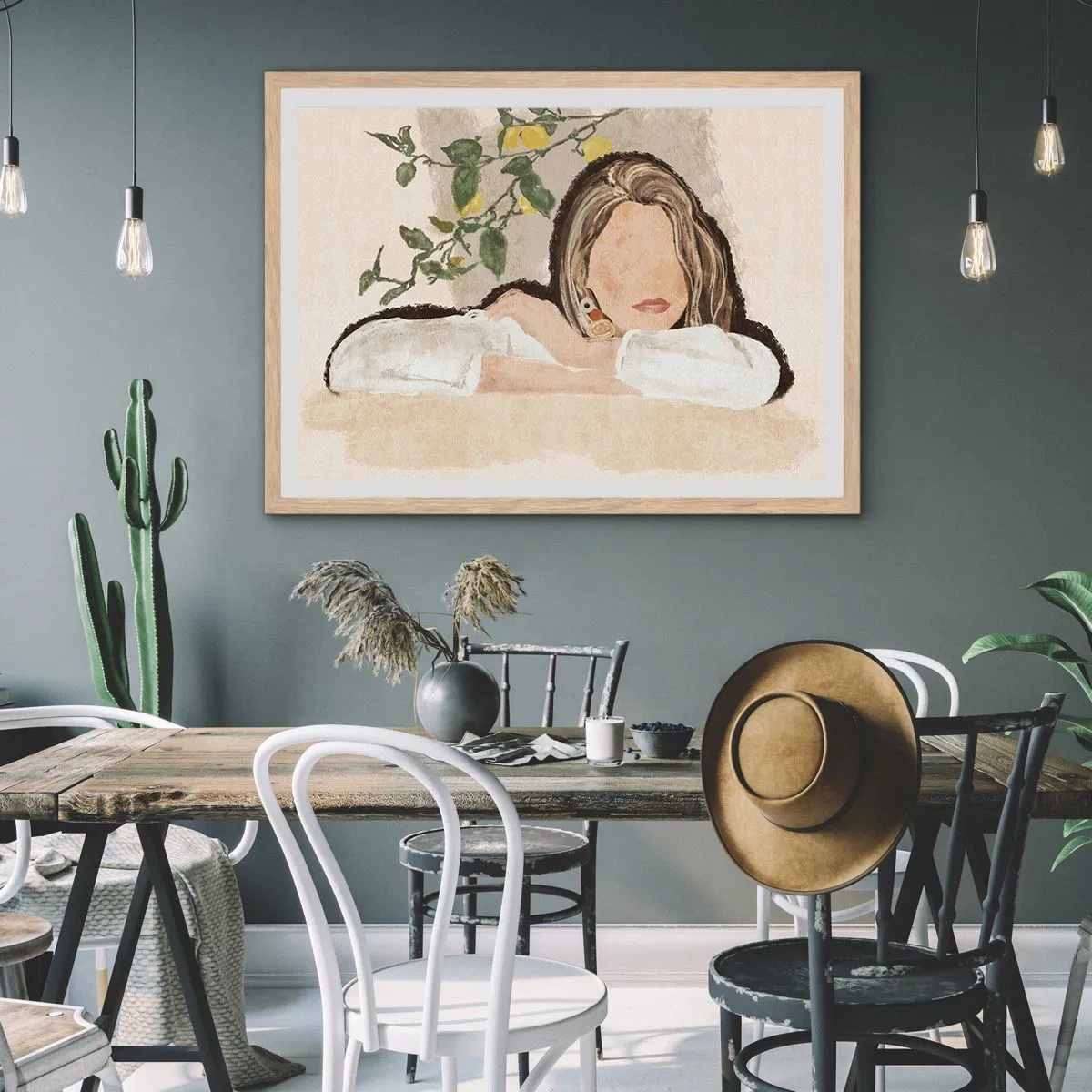 Plakat i ramme af lyst egetræ - Sydstaternes skønhed - 100x70 cm