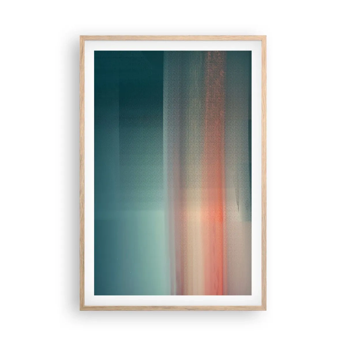 Plakat i ramme af lyst egetræ - Abstraktion: bølger af lys - 61x91 cm