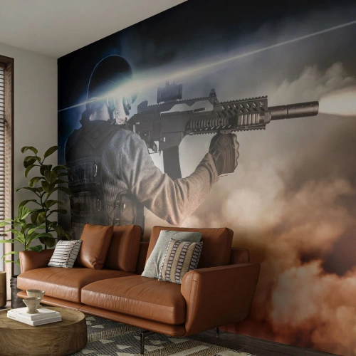 Fototapet Premium Sand - Bare en helt - Militær, Våben, Soldat - 100x70 cm