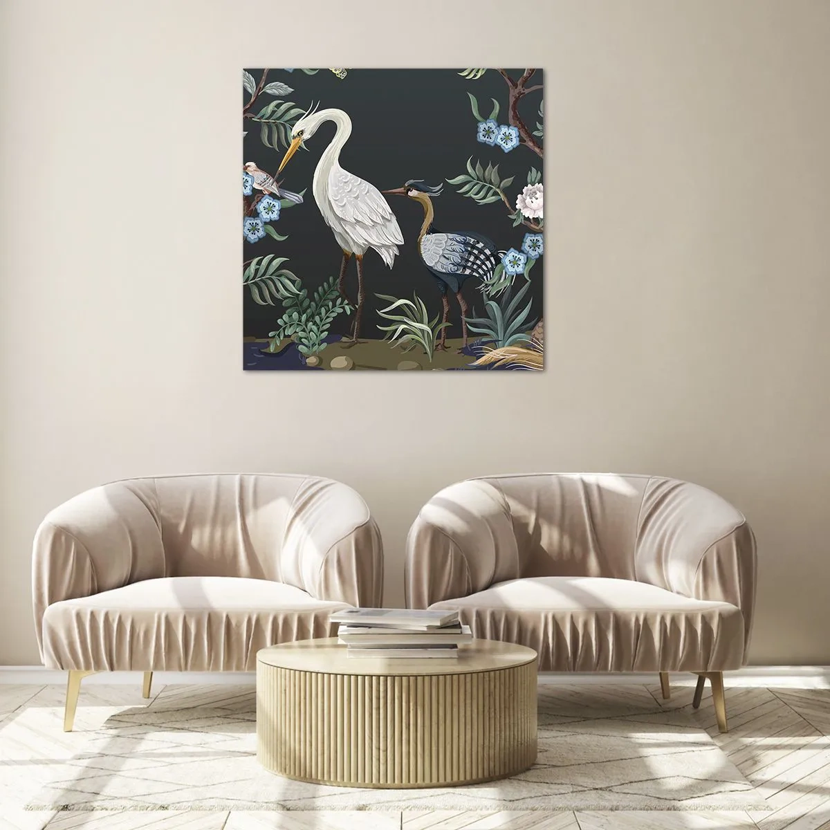 Billede på glas - Fugleparade - 60x60 cm