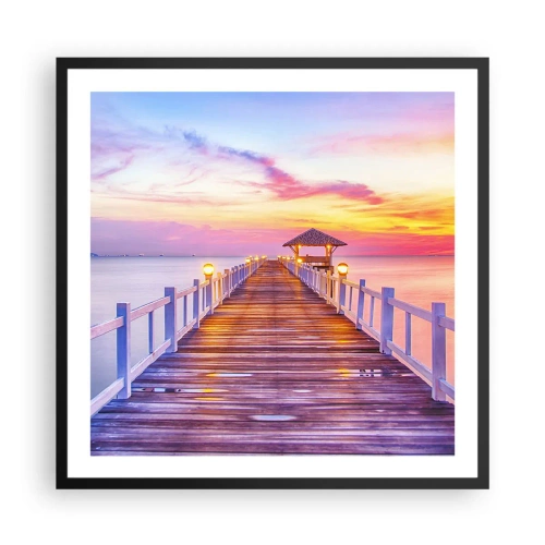 Plakat i sort ramme - Lilagylden stilhed om aftenen - 60x60 cm