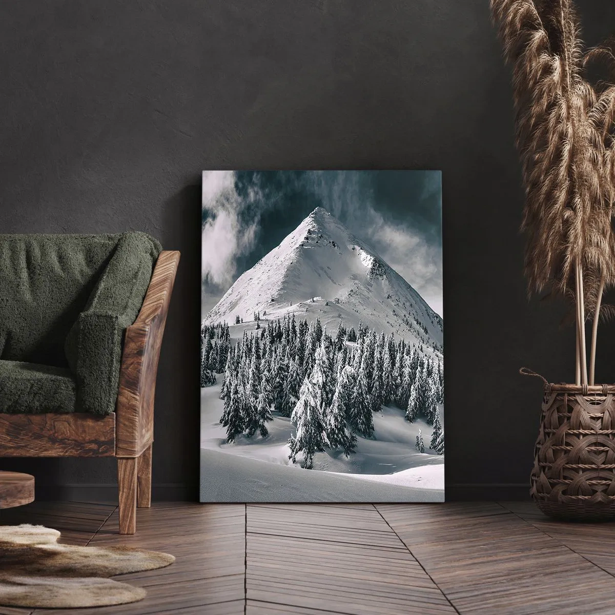 Lærredstryk - Billede på lærred - Land med sne og is - 50x70 cm