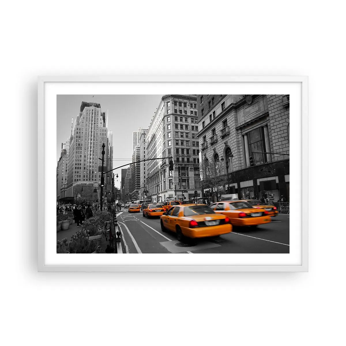 Plakat i hvid ramme - Storbyens sol - 70x50 cm