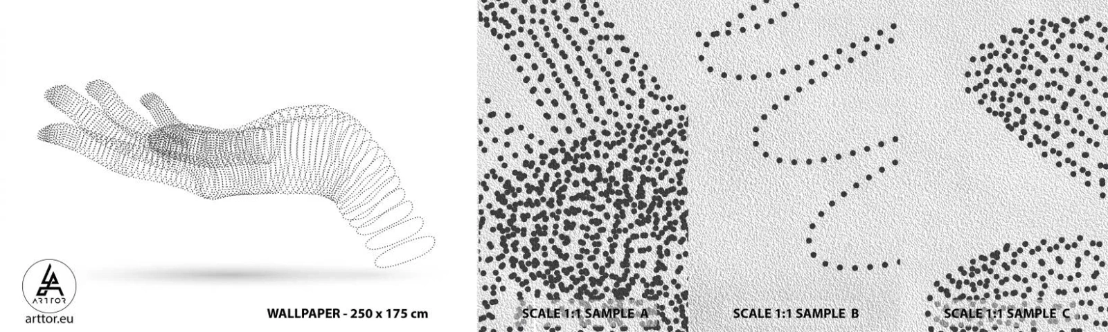 Prøve Fototapet Premium Sand - Fjedrende hånd - Abstraktion, Grafik, Hånd - 100x30 cm