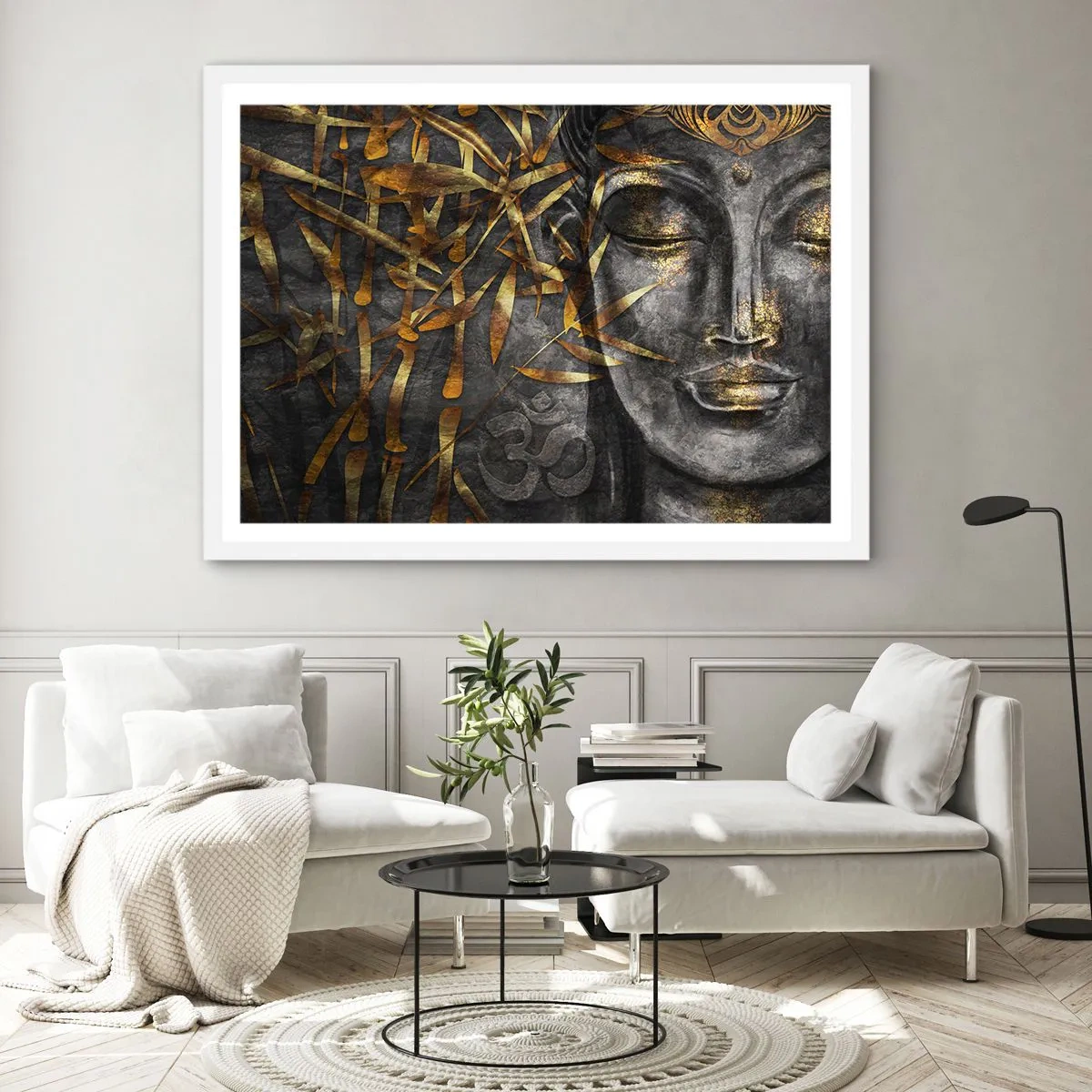 Plakat i hvid ramme - Mærk freden - 100x70 cm