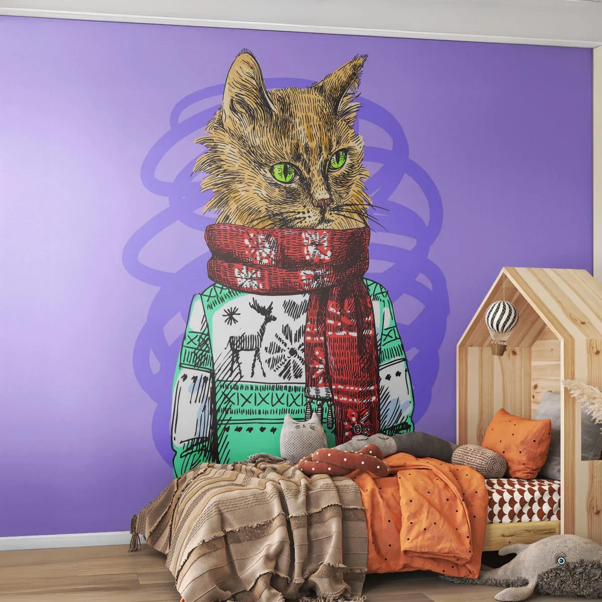 Fototapet Standard Eco - En kat ikke kun i sko - Abstraktion, Kat, Uld sweater - 400x280 cm