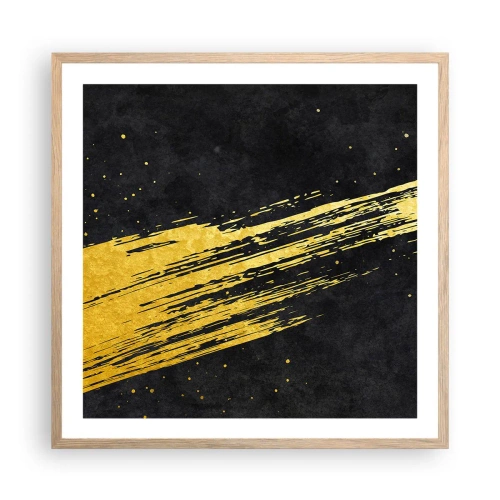 Plakat i ramme af lyst egetræ - Hop ind i hyperrummet - 60x60 cm