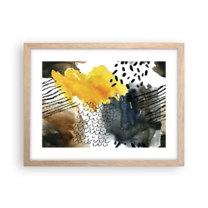 Plakat i ramme af lyst egetræ - Et møde mellem elementerne - 40x30 cm