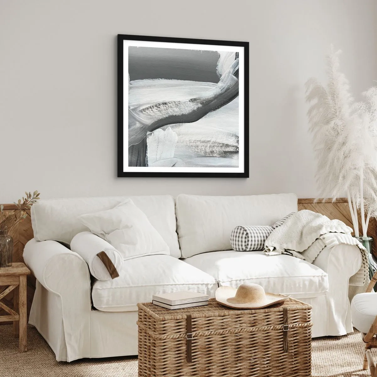 Plakat i sort ramme - Med beslutsom bevægelse - 60x60 cm