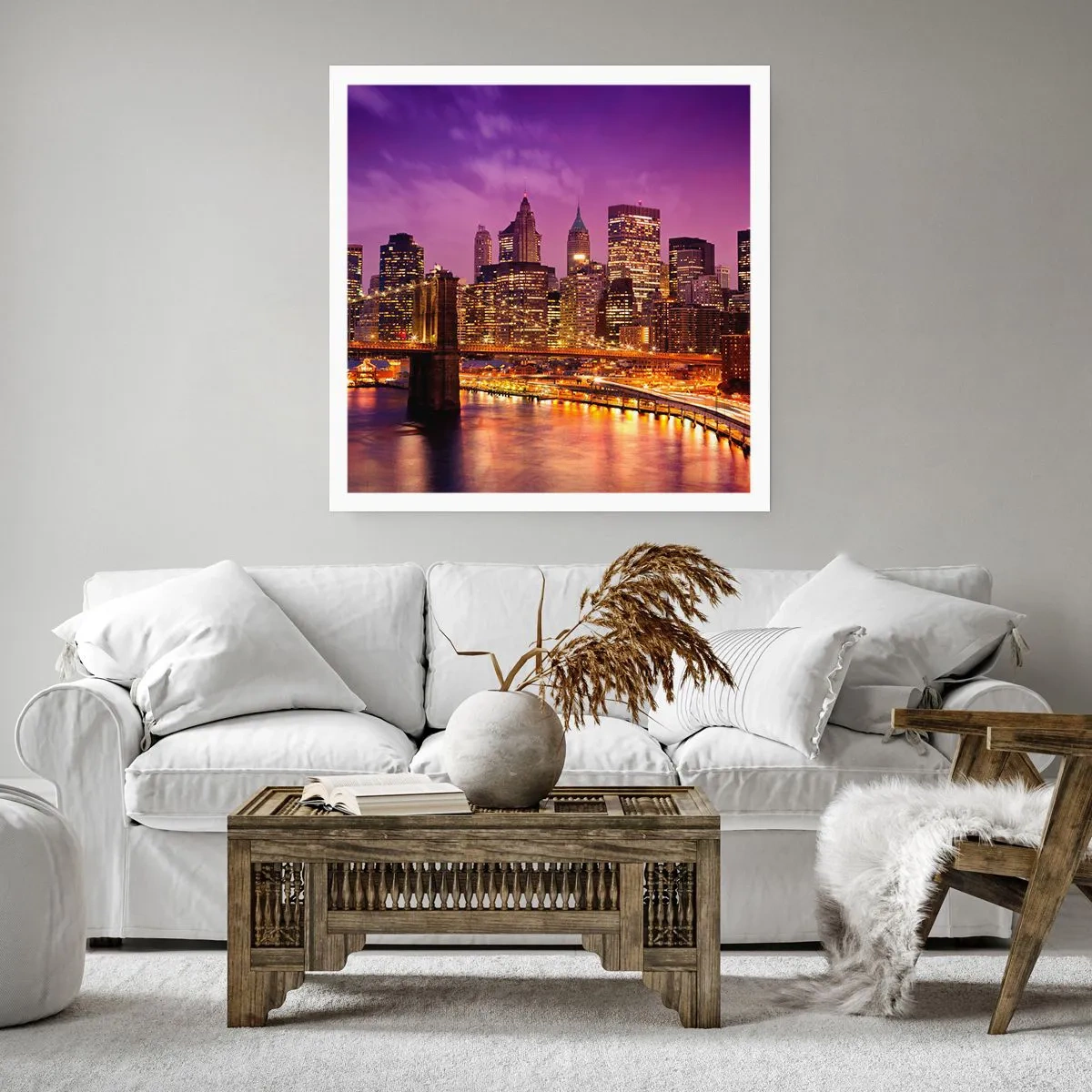 Plakat - Lilla og gylden Manhattan - 30x30 cm