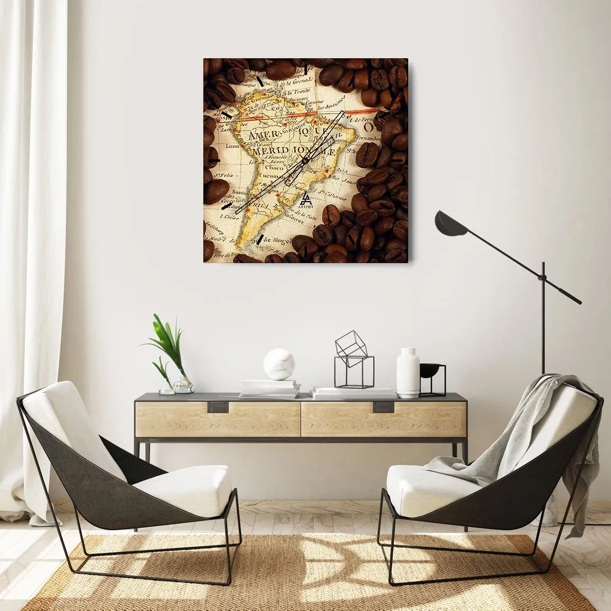 Vægur, Uret - Hvor kommer den bedste kaffe fra? - 40x40 cm