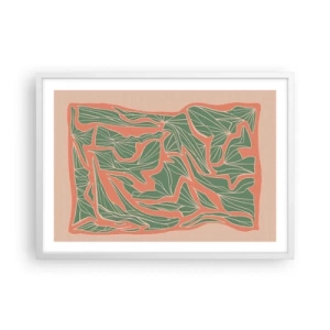 Plakat i hvid ramme - En kamp mellem koral og grøn - 70x50 cm