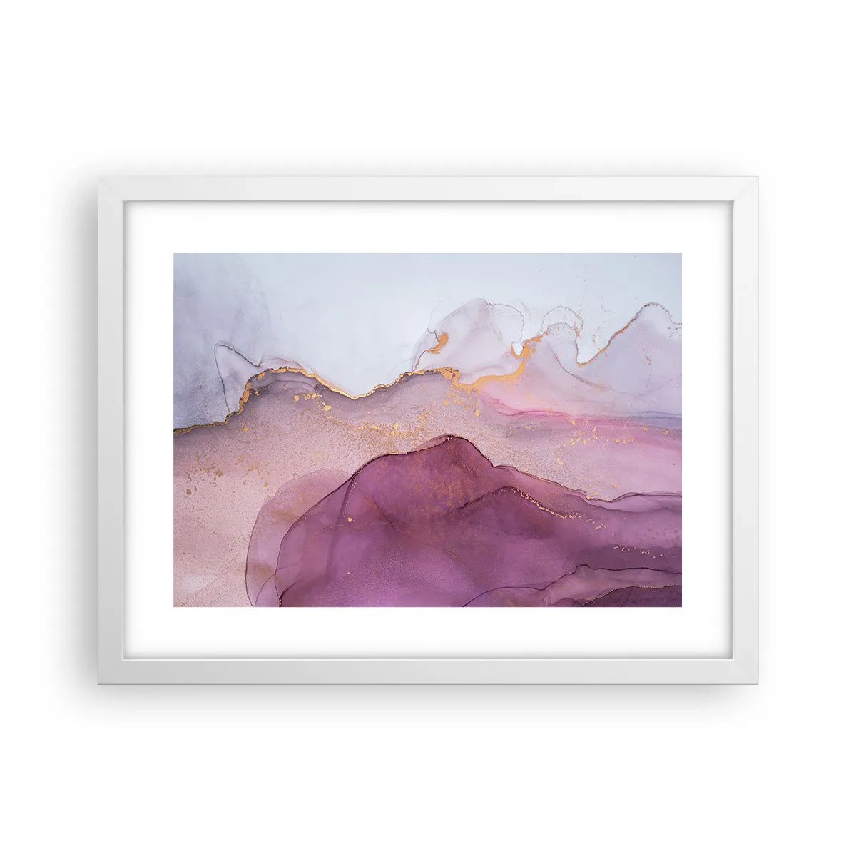 Plakat i hvid ramme - Lilla og violette bølger - 40x30 cm
