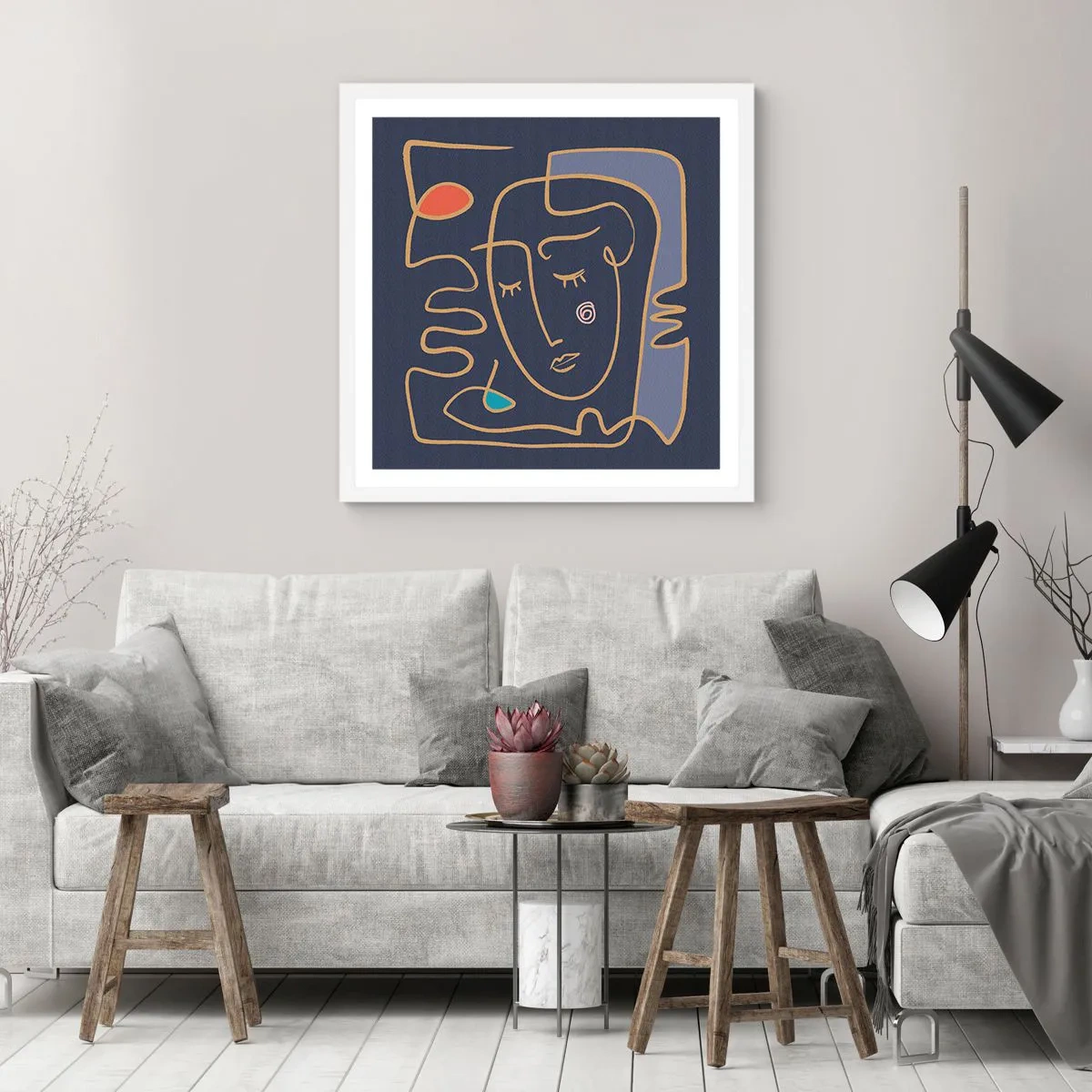 Plakat i hvid ramme - I drømmerier - 40x40 cm