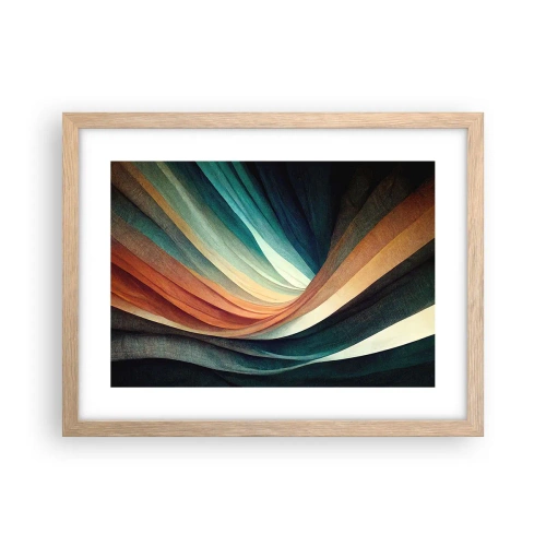 Plakat i ramme af lyst egetræ - Vævet af farver - 40x30 cm