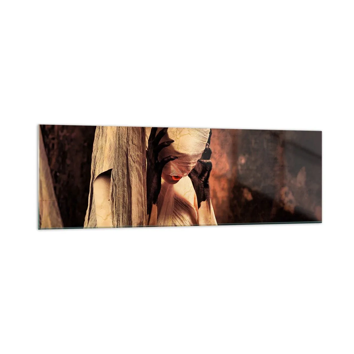 Billede på glas - Mellem godt og ondt - 160x50 cm