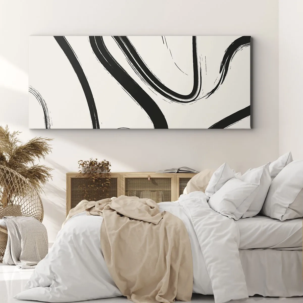 Lærredstryk - Billede på lærred - Sort og hvid fantasifuldhed - 100x40 cm