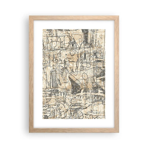 Plakat i ramme af lyst egetræ - Venter på at blive afkodet - 30x40 cm