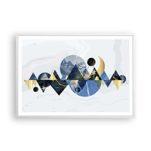 Plakat i hvid ramme - Geometrisk landskab - 100x70 cm