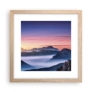 Plakat i ramme af lyst egetræ - Over dalene - 30x30 cm