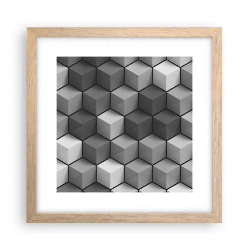Plakat i ramme af lyst egetræ - Kubistisk puslespil - 30x30 cm