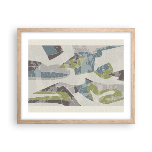 Plakat i ramme af lyst egetræ - Komposition bag glas - 50x40 cm