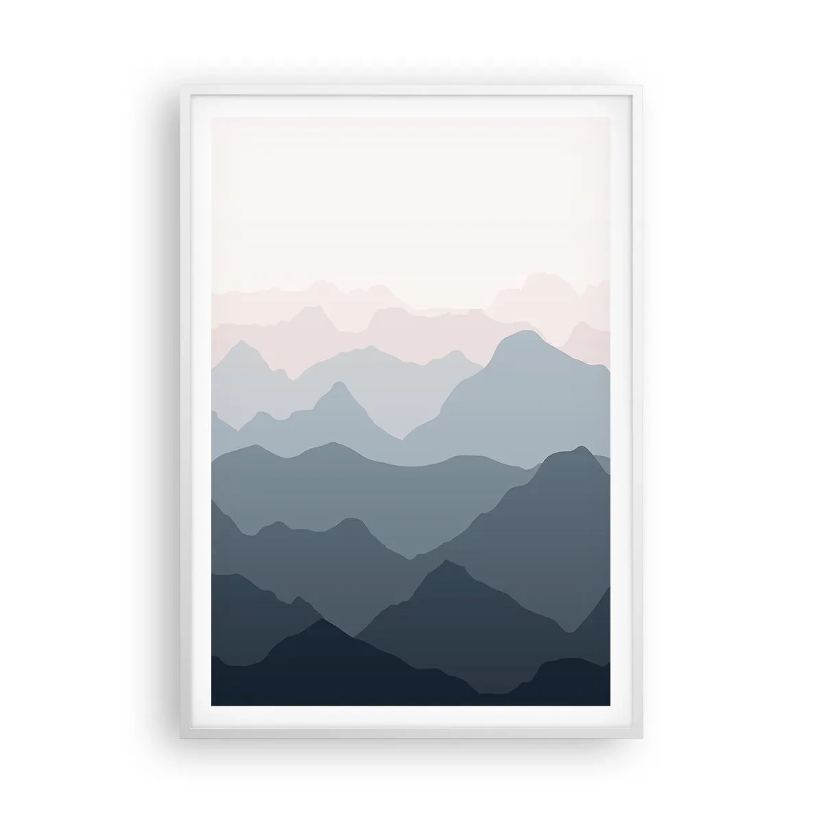 Plakat i hvid ramme - Bølger af bjerge - 70x100 cm