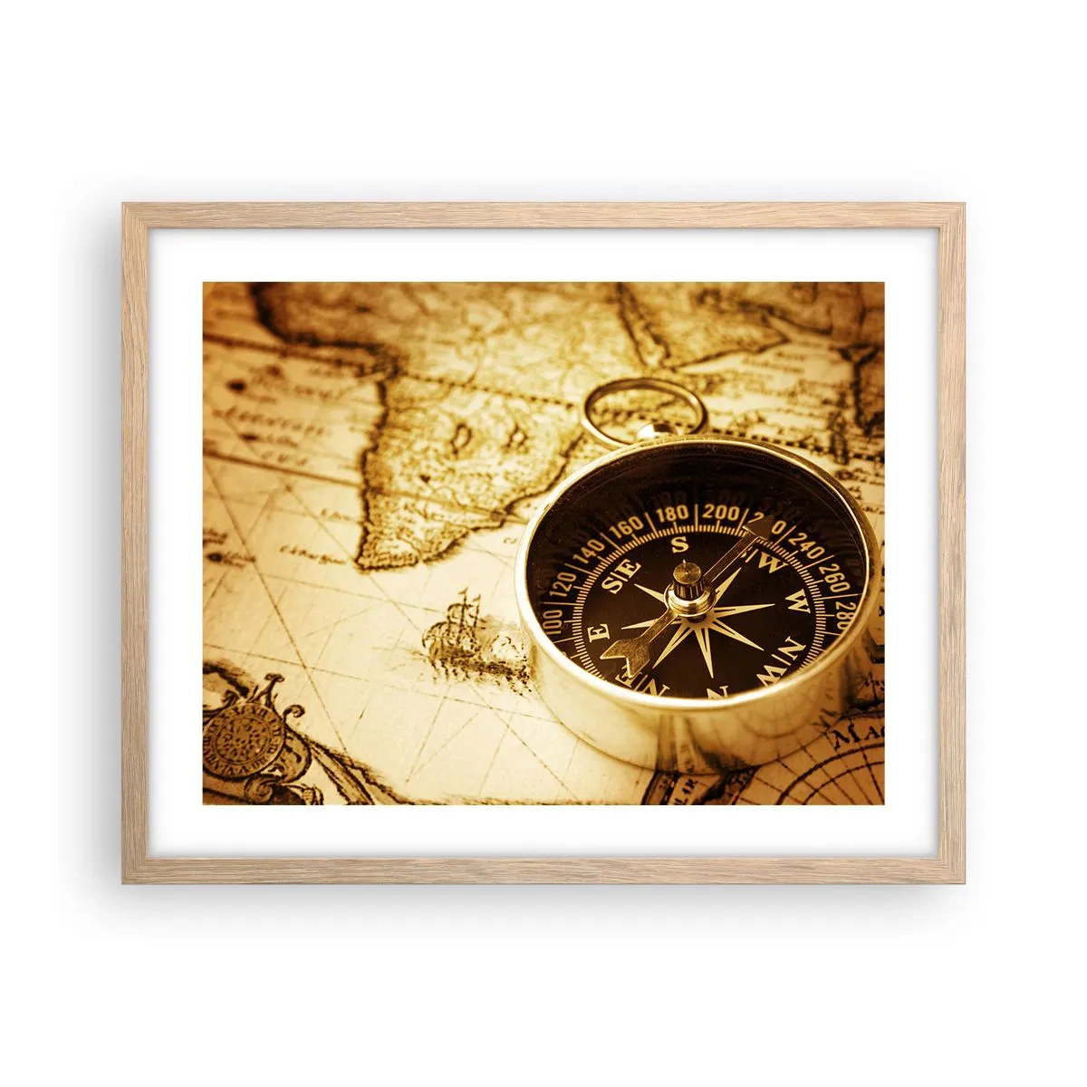 Plakat i ramme af lyst egetræ - Øst eller vest? - 50x40 cm