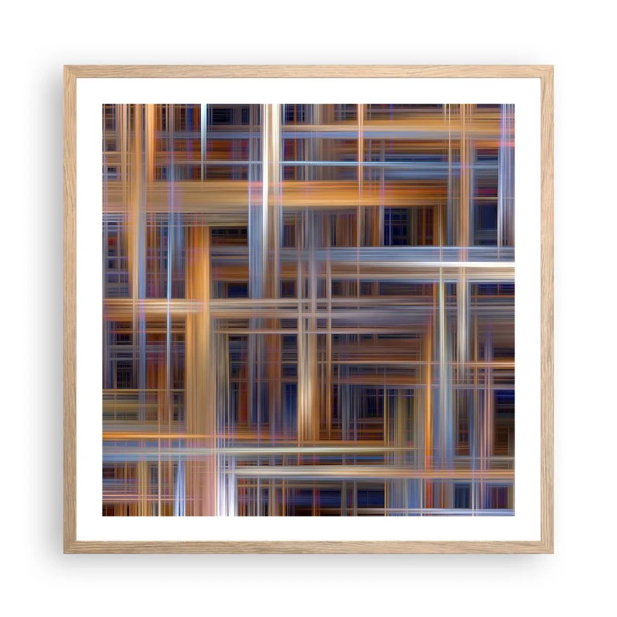 Plakat i ramme af lyst egetræ - Vævet af lys - 60x60 cm