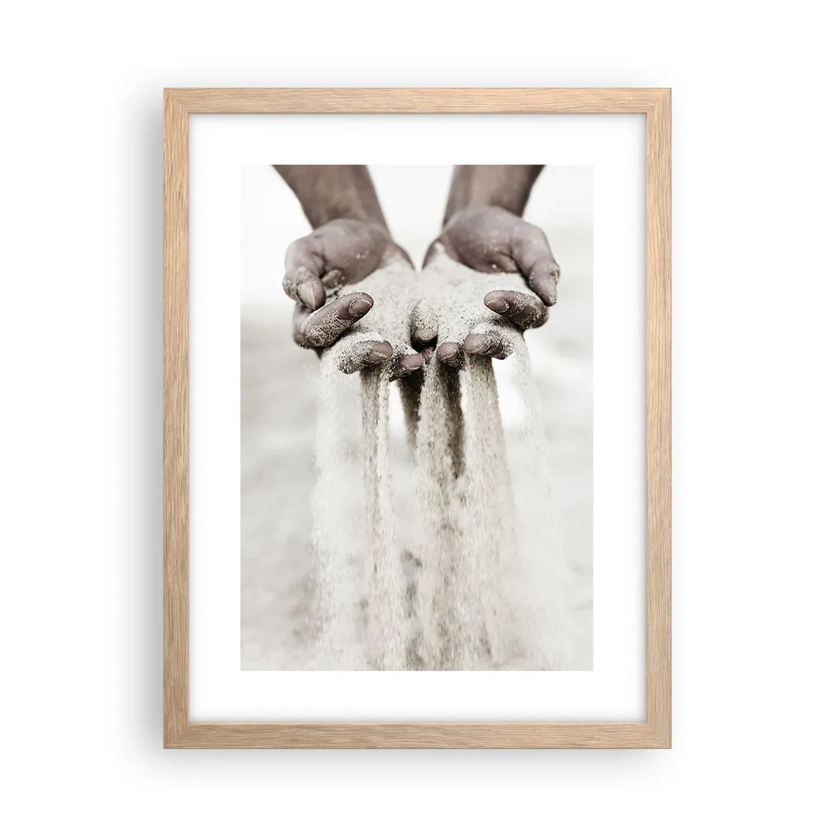 Plakat i ramme af lyst egetræ - Med disse hænder... - 30x40 cm