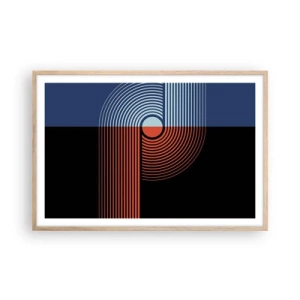 Plakat i ramme af lyst egetræ - I en geometrisk omfavnelse - 91x61 cm