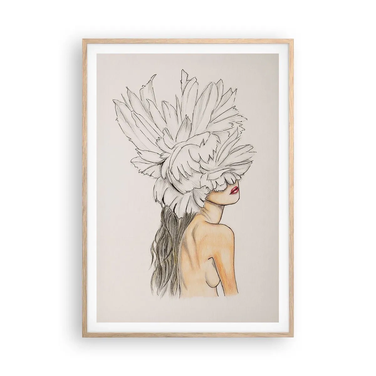 Plakat i ramme af lyst egetræ - Skønhed kronet - 70x100 cm