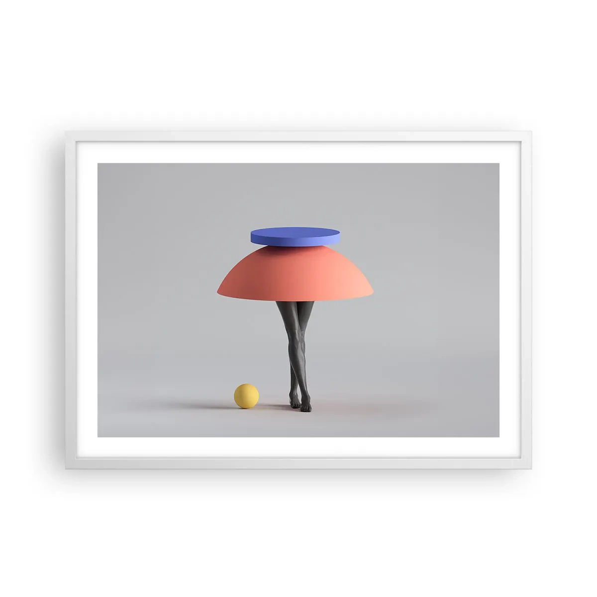 Plakat i hvid ramme - Surrealistisk komposition - 70x50 cm