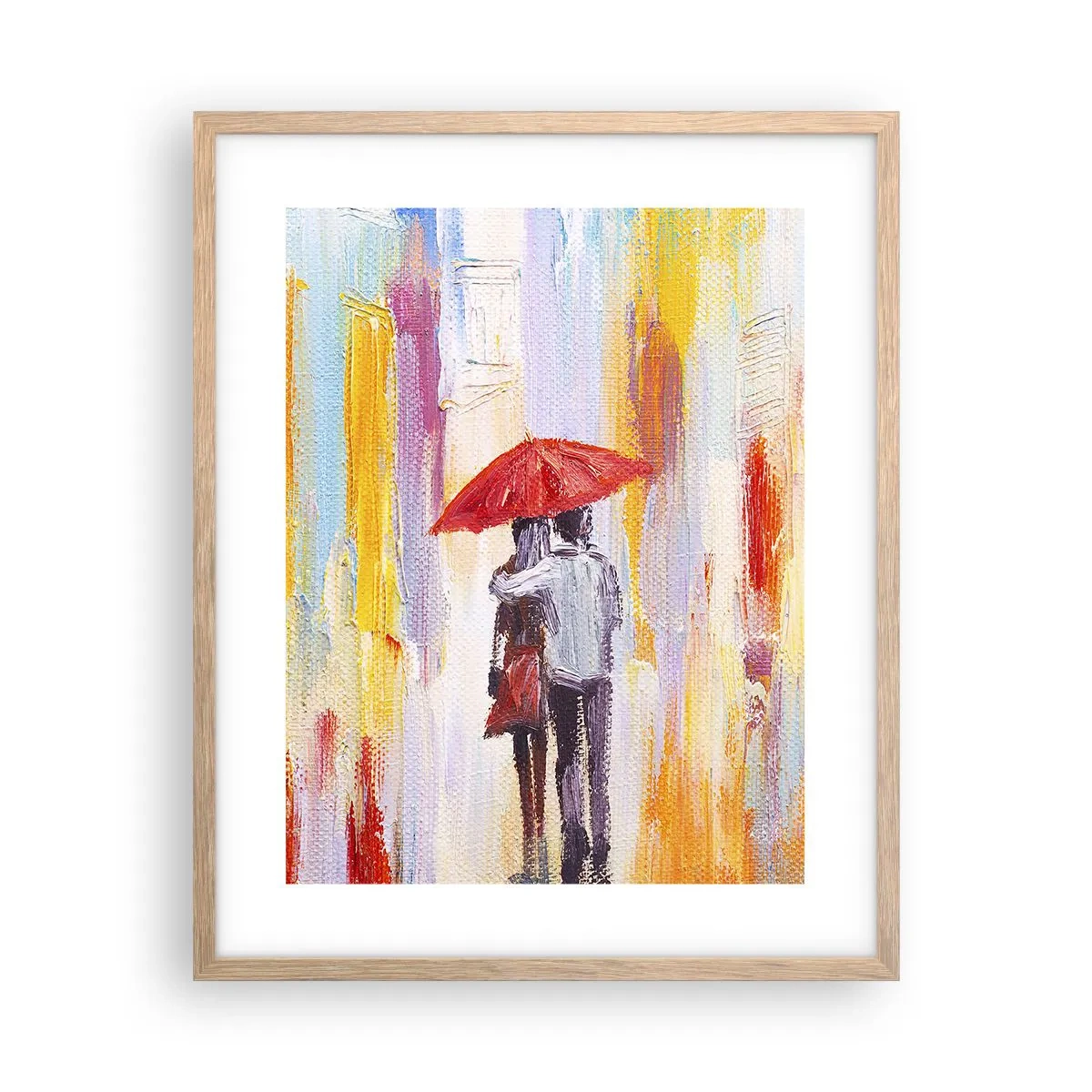 Plakat i ramme af lyst egetræ - Lad det regne  mere - 40x50 cm