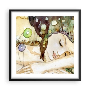 Plakat i sort ramme - Smaragd-violet drøm - 50x50 cm