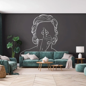 Fototapet Premium Sand - Skønhed blomstrer i stilhed - Kvinde, Tegning, Linje - 100x70 cm