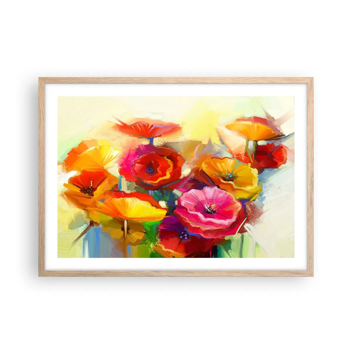 Plakat i ramme af lyst egetræ - Ikke kun rødt - 70x50 cm