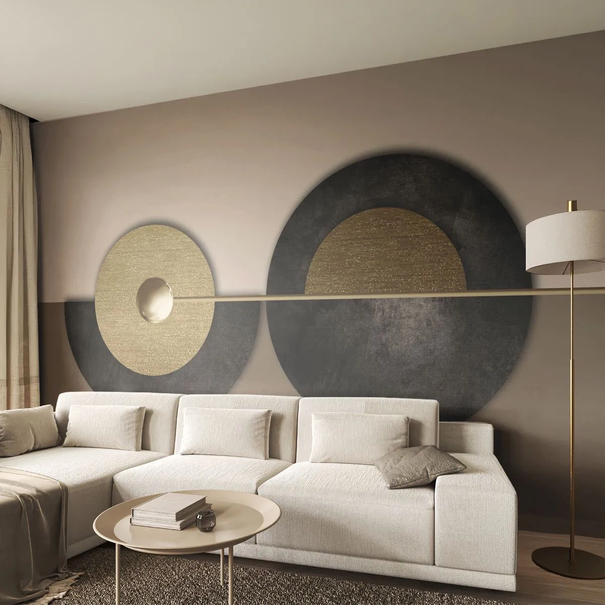 Fototapet Premium Canvas - Variationer omkring en cirkel - Hjul, Abstraktion, Art Deco - 400x280 cm